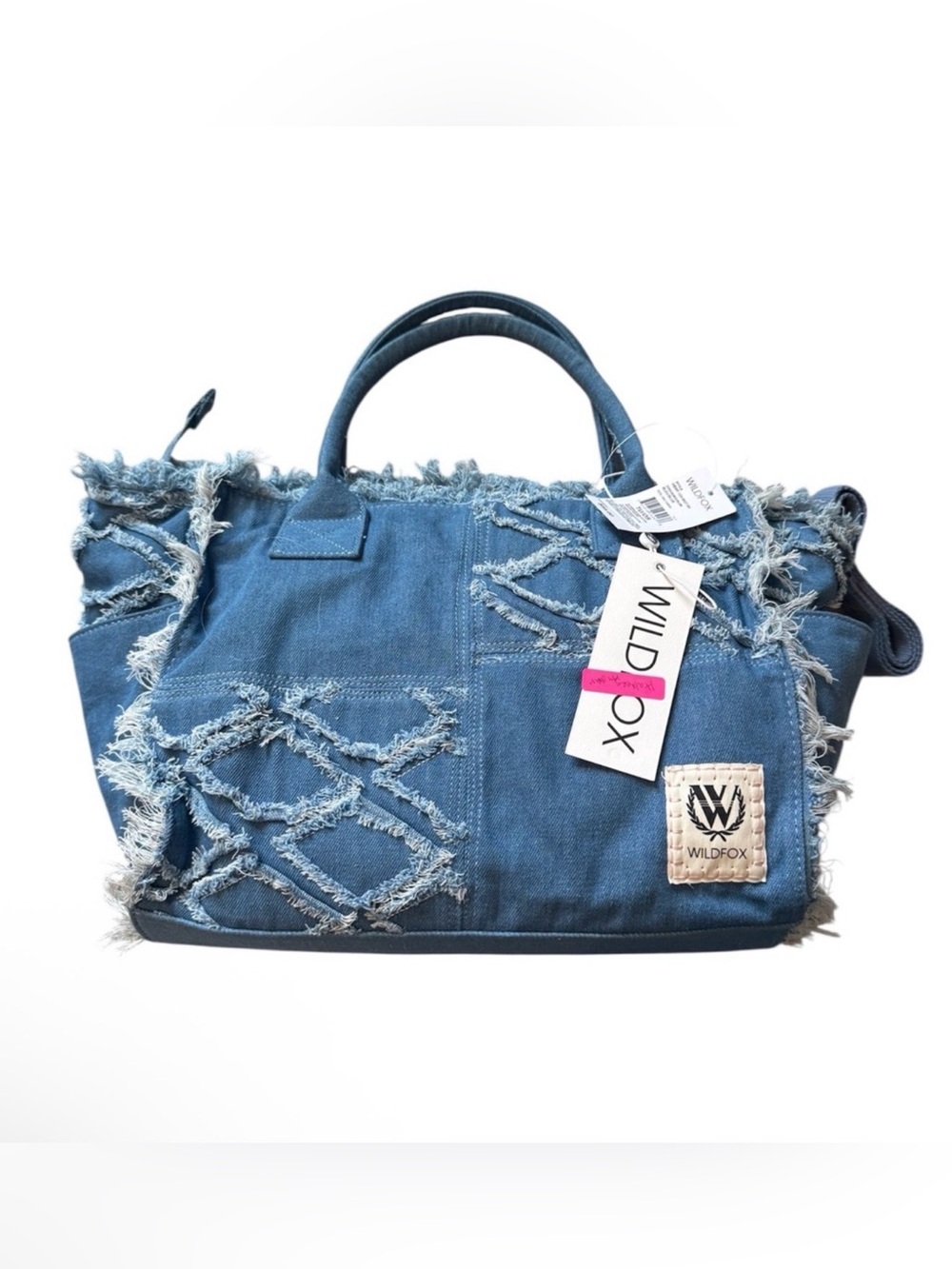 Wildfox Distressed Denim Tote in Blue